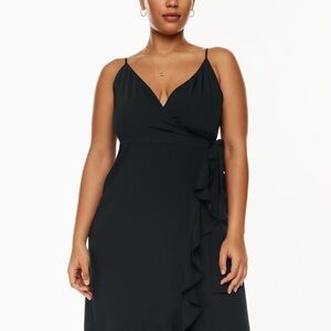 Aritzia Wilfred Soleia Chic Black Midi Wrap Dress